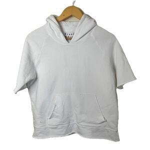 Frank & Eileen Lab Mel White Hoodie Short Sleeve Sweatshirt Triple Fleece Sz Med